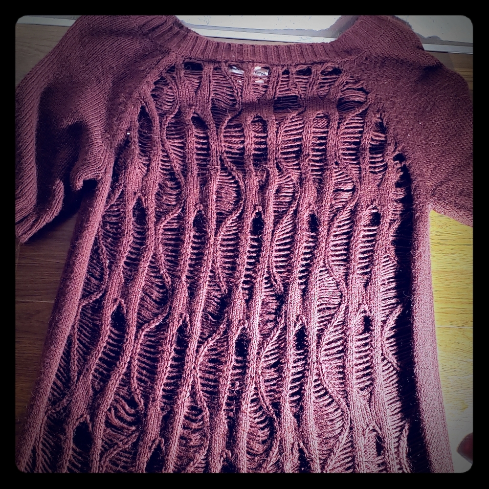 French connection Short Sleeve Ripped Sweater